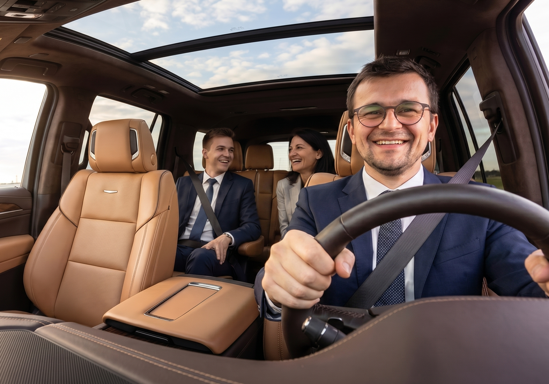 GoSedan chauffeur and passengers